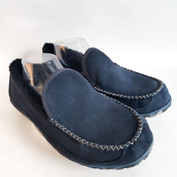 L.L. Bean ID301052 Blue Suede Mountain Slipper Fleece Lined Slip On Mens 10 M - Picture 1 of 10